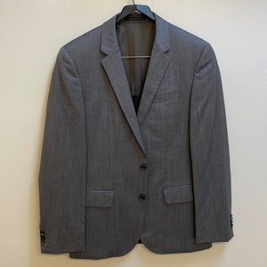 Boss Hugo Boss Mens Hasley Blazer Suit Jacket Gray Striped Wool Size 38R Current